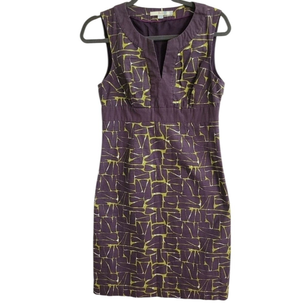 Boden Notch Neck Abstract Cotton Dress Vintage Y2K Womens